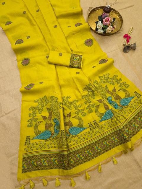 Akshara jute linen saree premium wholesale clothing